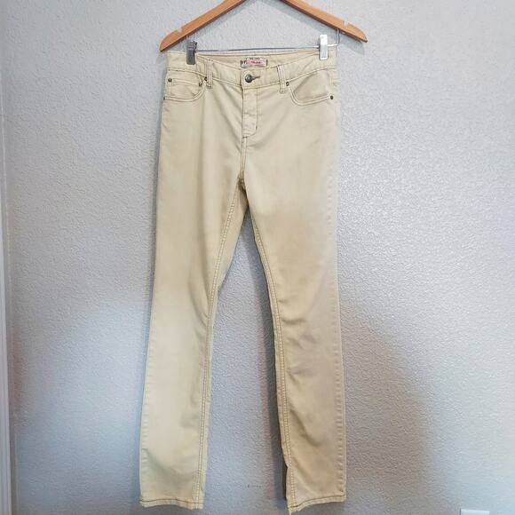 Free People Pale Yellow Denim Slim Straight Leg Jeans Size 27 - Picture 2 of 12